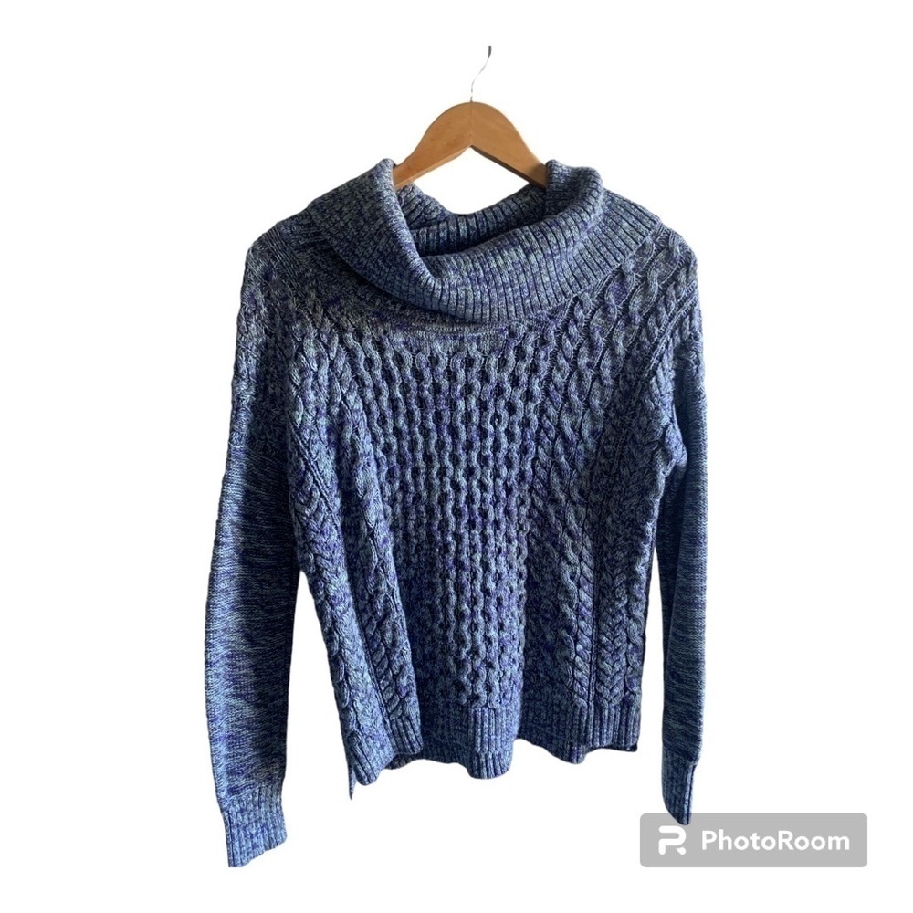 American Eagle Outfitters Heather Blue Knit Cowl Neck Sweater in M